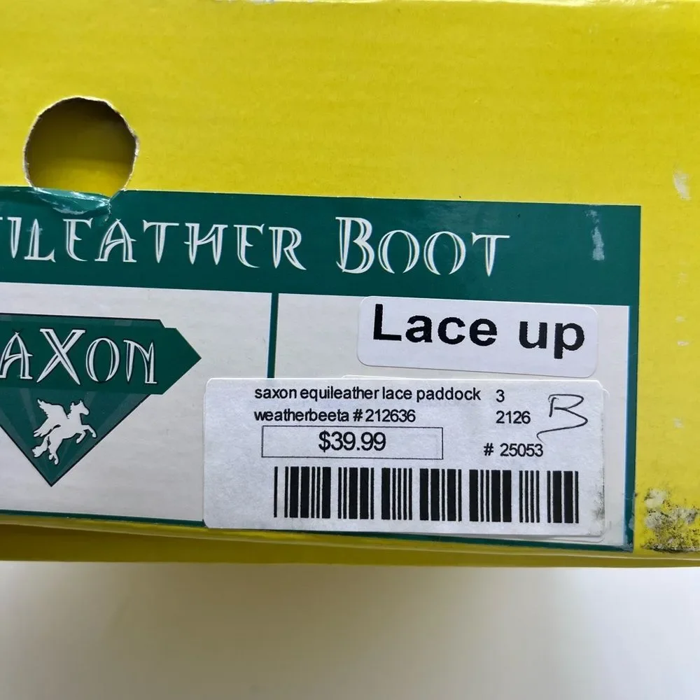 Saxon Equileather Childs Lace Paddock Boots Youth 3 Black
